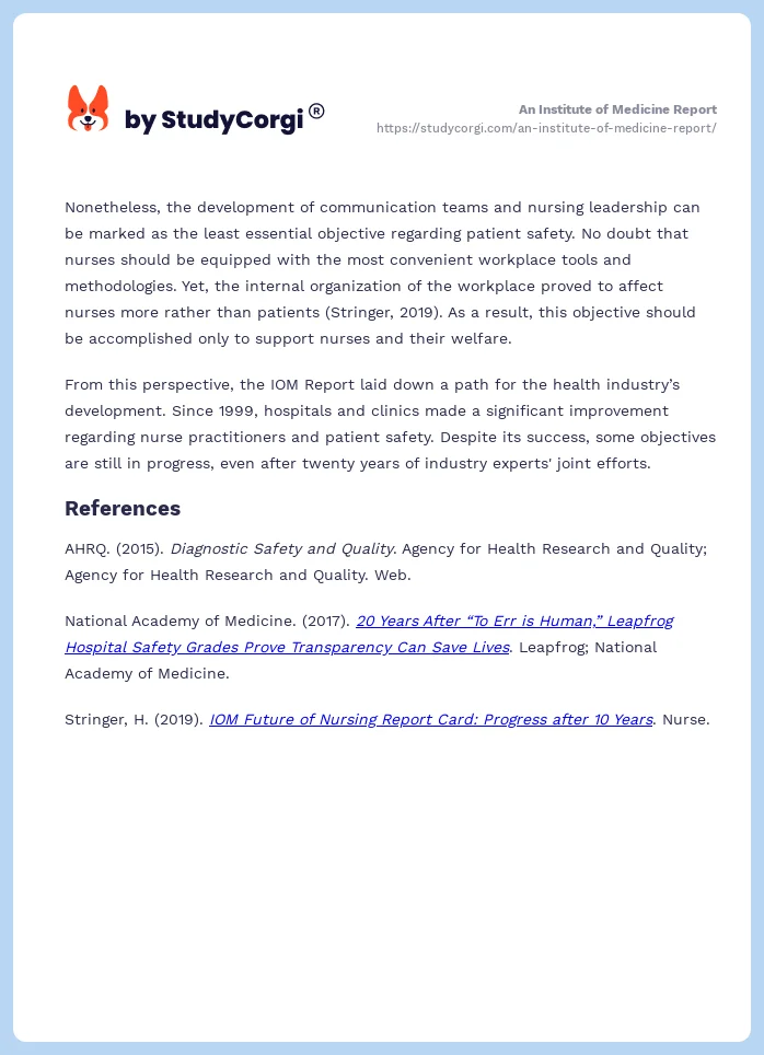 An Institute of Medicine Report. Page 2