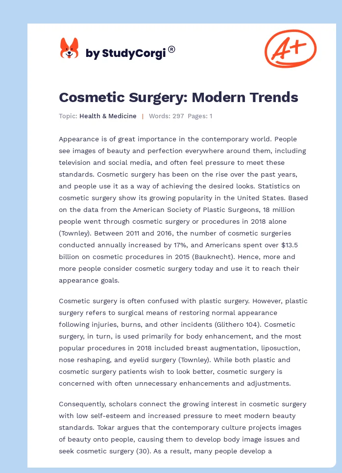 Cosmetic Surgery: Modern Trends. Page 1