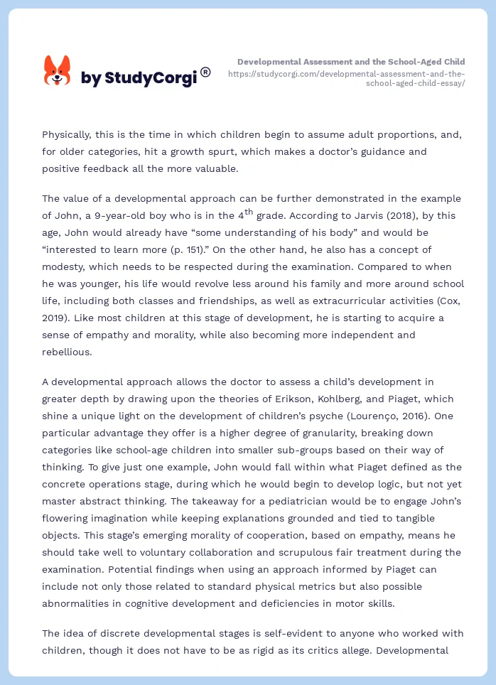Developmental Assessment and the School-Aged Child. Page 2