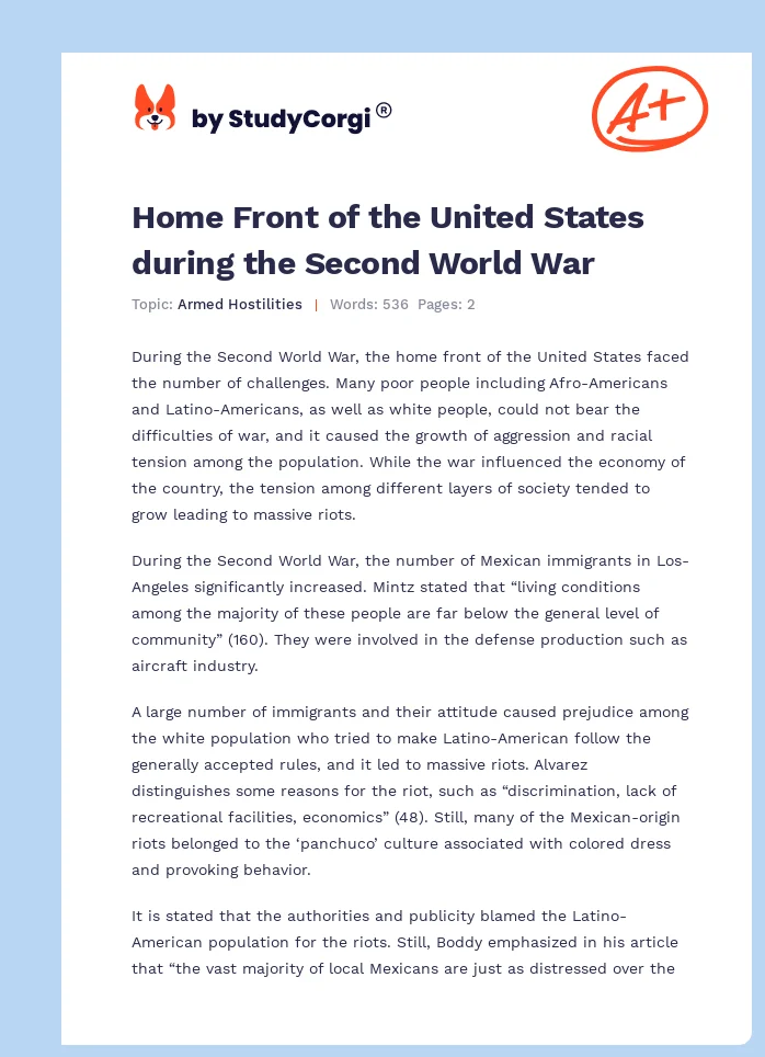 Home Front of the United States during the Second World War. Page 1