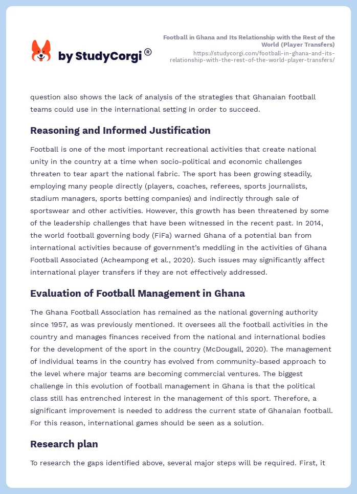 Football in Ghana and Its Relationship with the Rest of the World (Player Transfers). Page 2