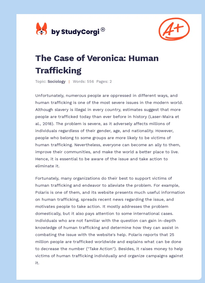 The Case of Veronica: Human Trafficking. Page 1