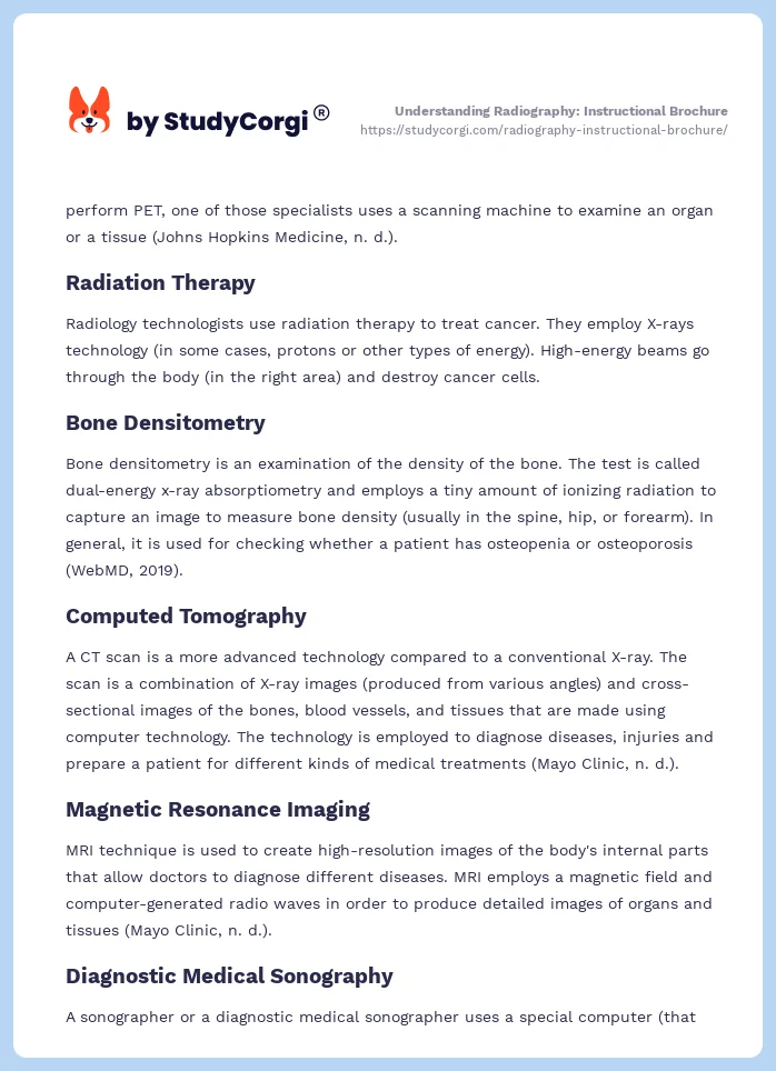 Understanding Radiography: Instructional Brochure. Page 2
