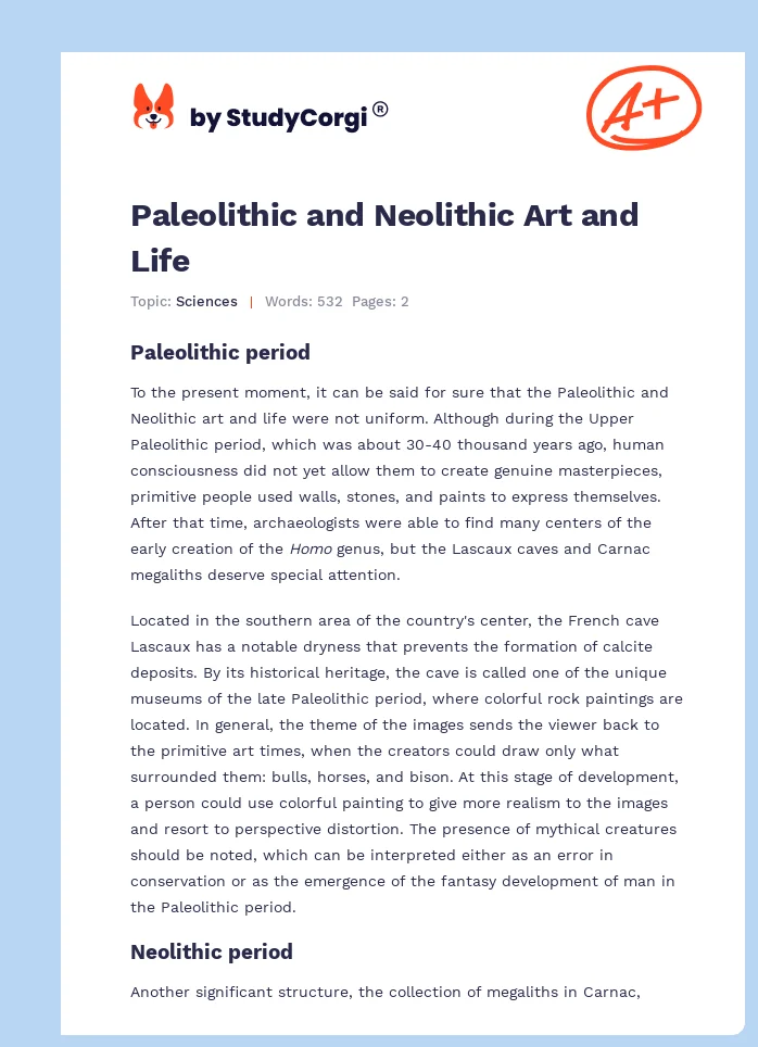 Paleolithic and Neolithic Art and Life. Page 1