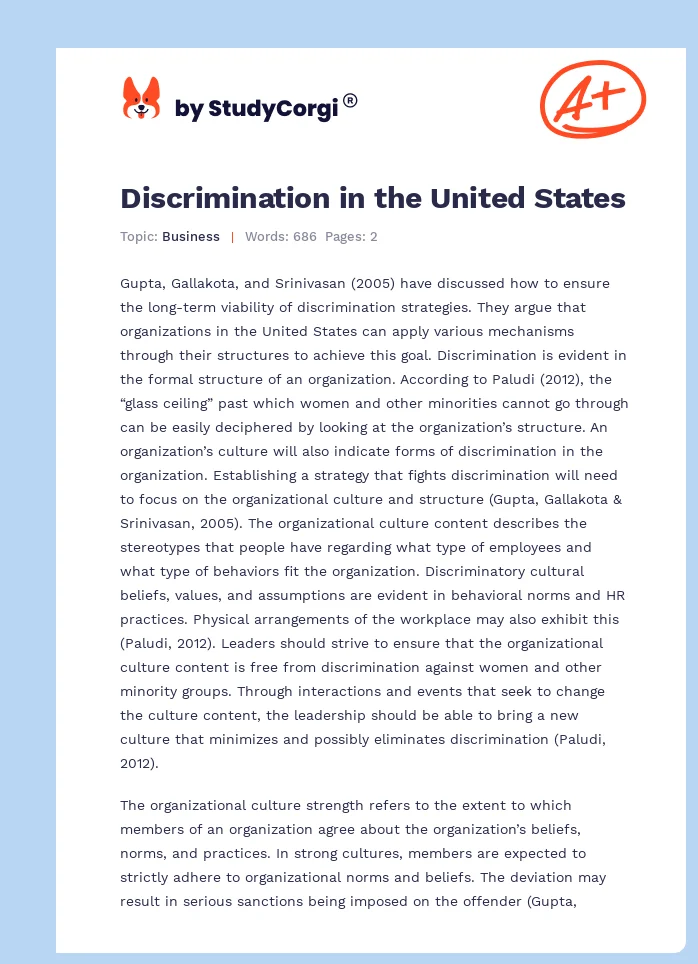 Discrimination in the United States. Page 1
