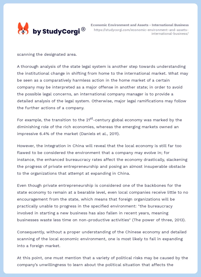 Economic Environment and Assets - International Business. Page 2