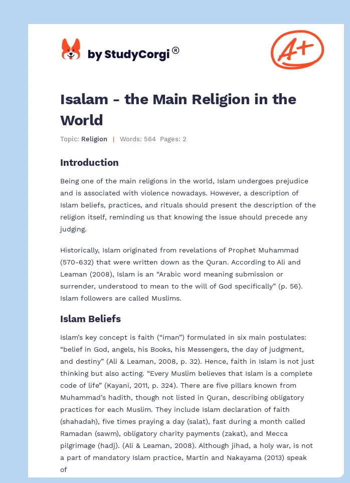 Isalam - the Main Religion in the World. Page 1