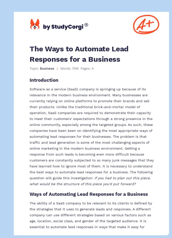 The Ways to Automate Lead Responses for a Business. Page 1