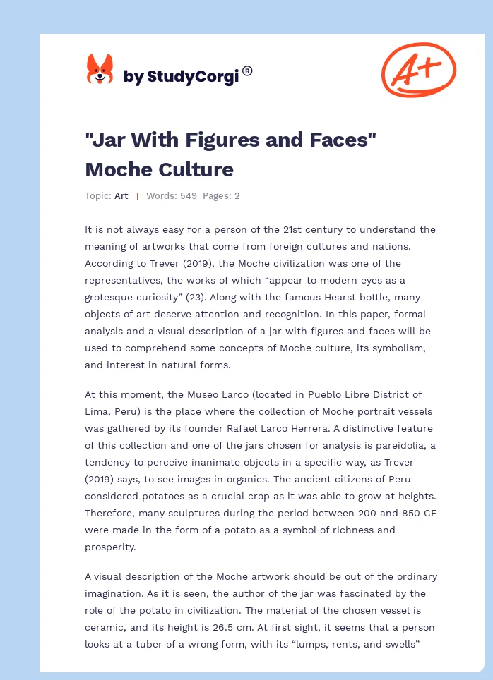"Jar With Figures and Faces" Moche Culture. Page 1