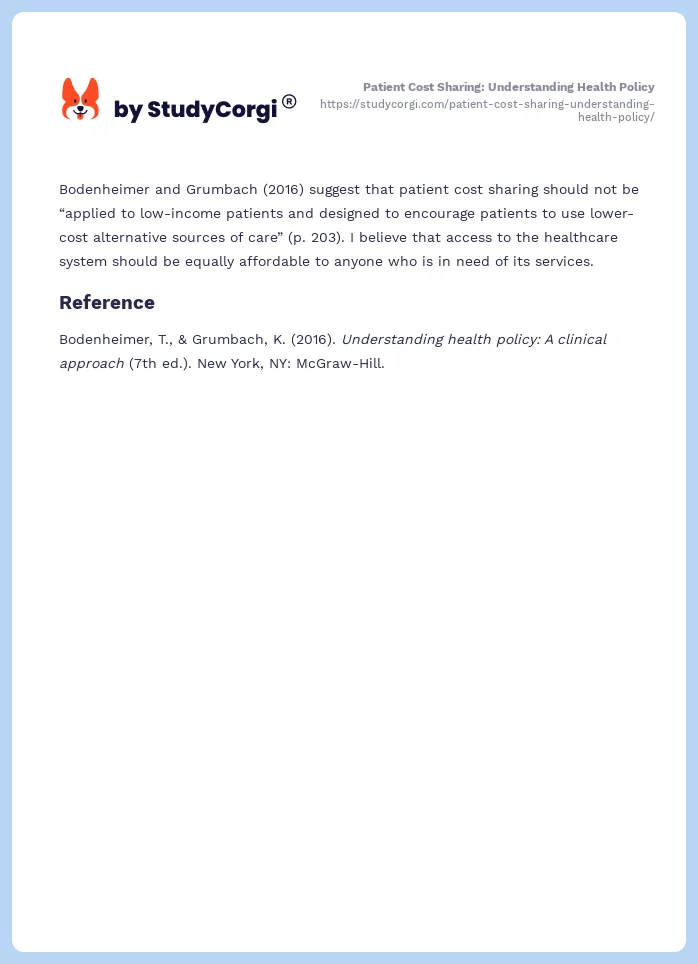 Patient Cost Sharing: Understanding Health Policy. Page 2