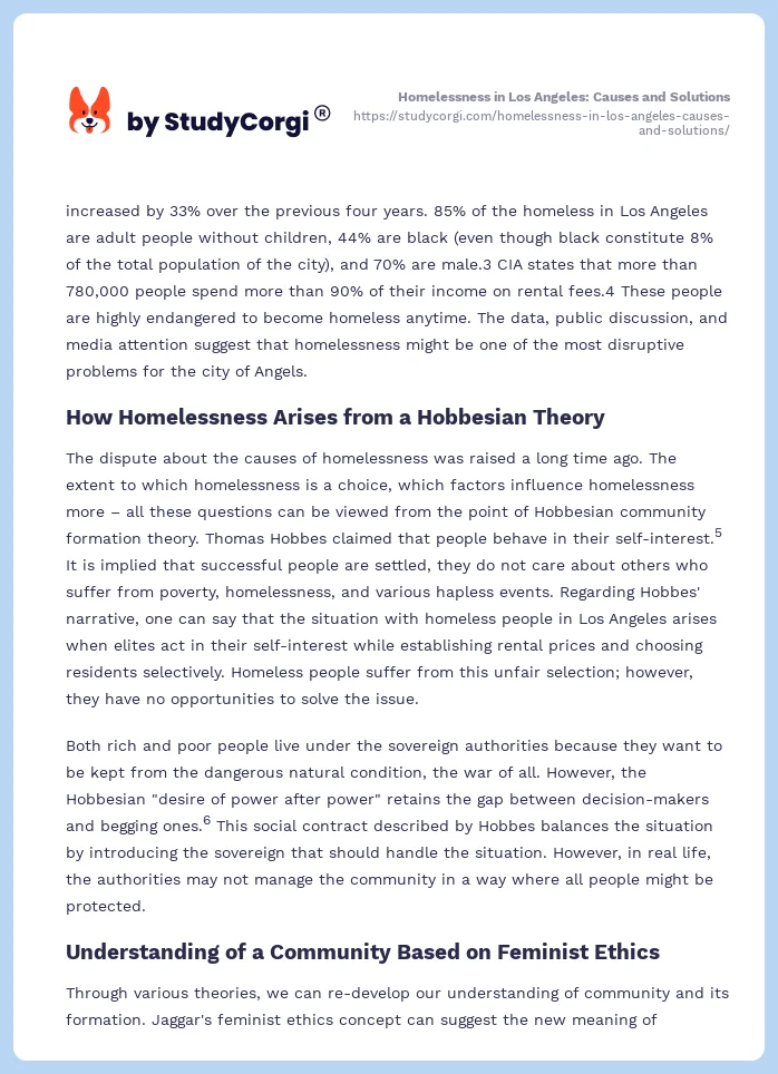Homelessness in Los Angeles: Causes and Solutions. Page 2