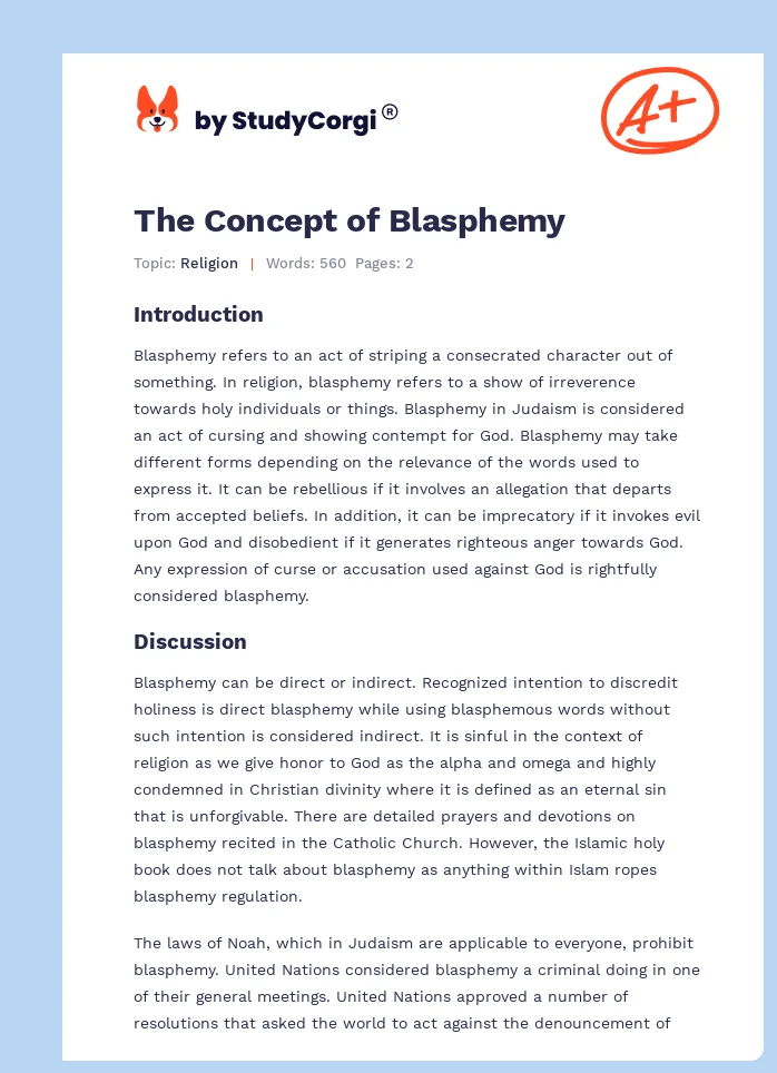 The Concept of Blasphemy. Page 1