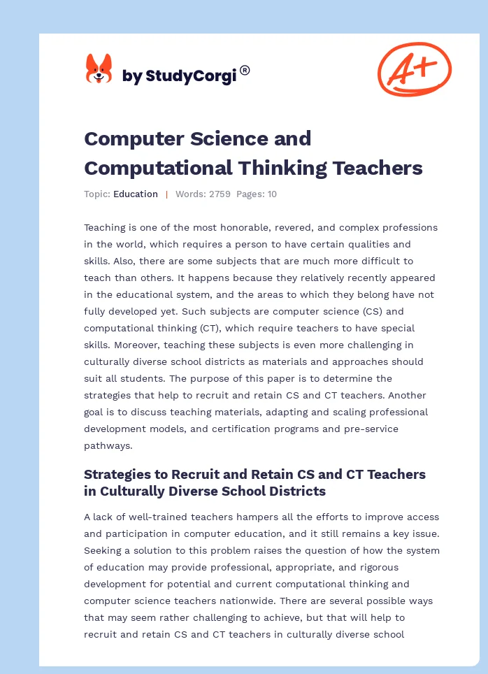Computer Science and Computational Thinking Teachers. Page 1