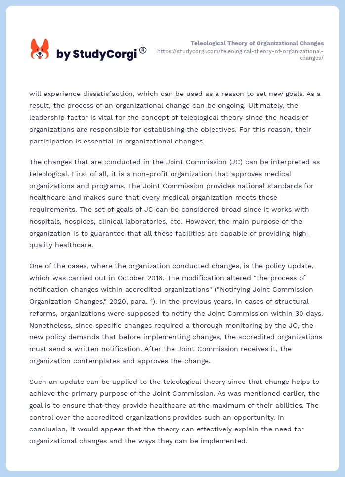Teleological Theory of Organizational Changes. Page 2