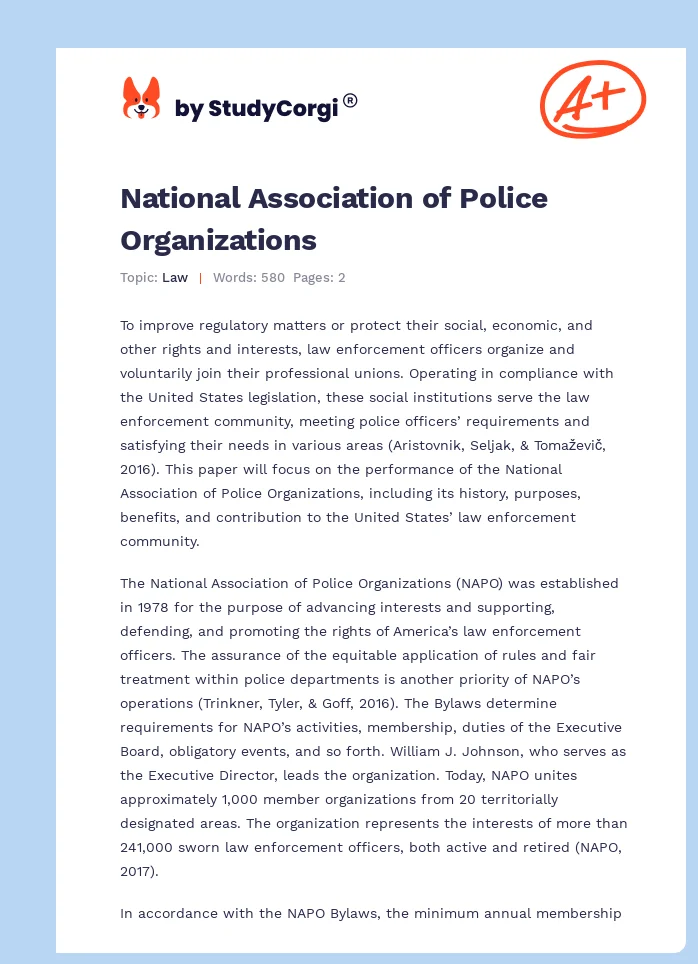 National Association of Police Organizations. Page 1