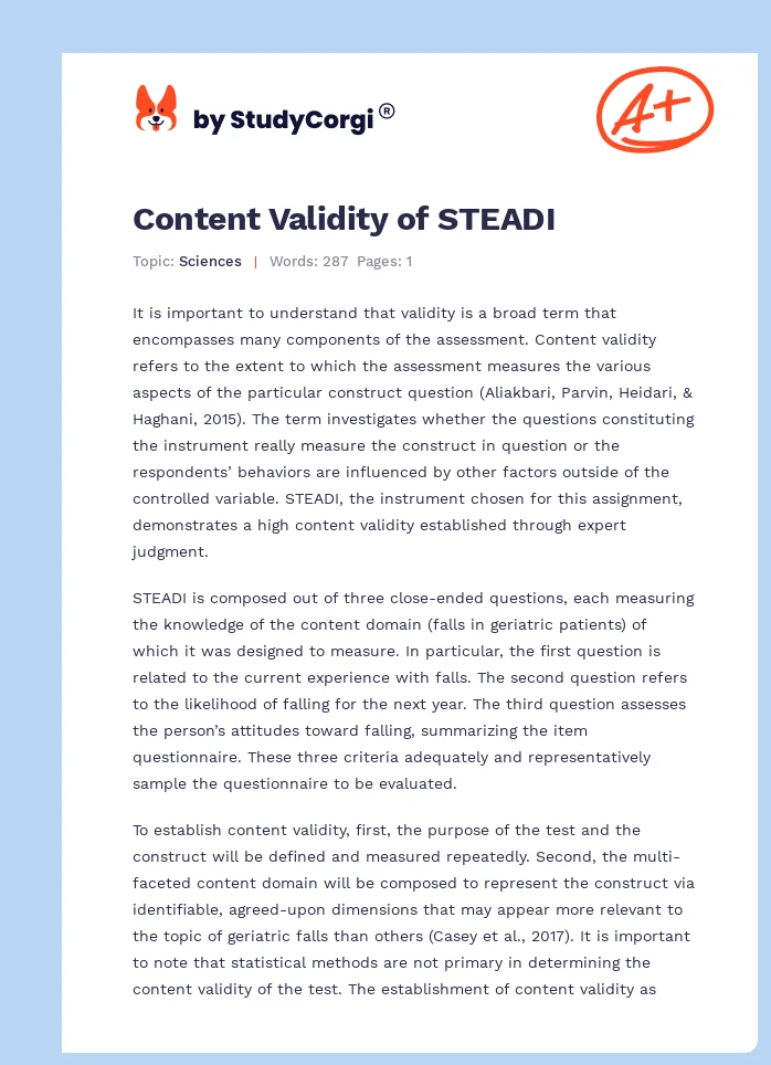 Content Validity of STEADI. Page 1