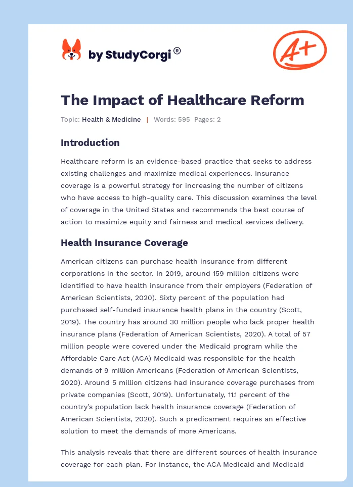 The Impact of Healthcare Reform. Page 1