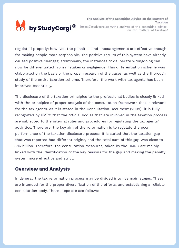 The Analyze of the Consulting Advice on the Matters of Taxation. Page 2