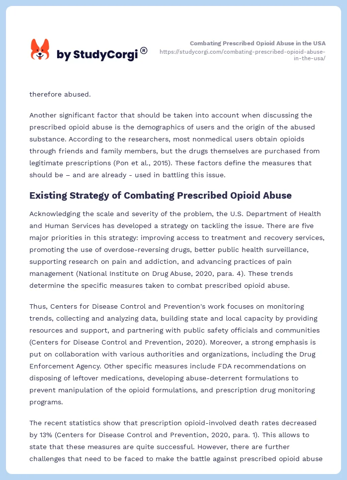 Combating Prescribed Opioid Abuse in the USA. Page 2