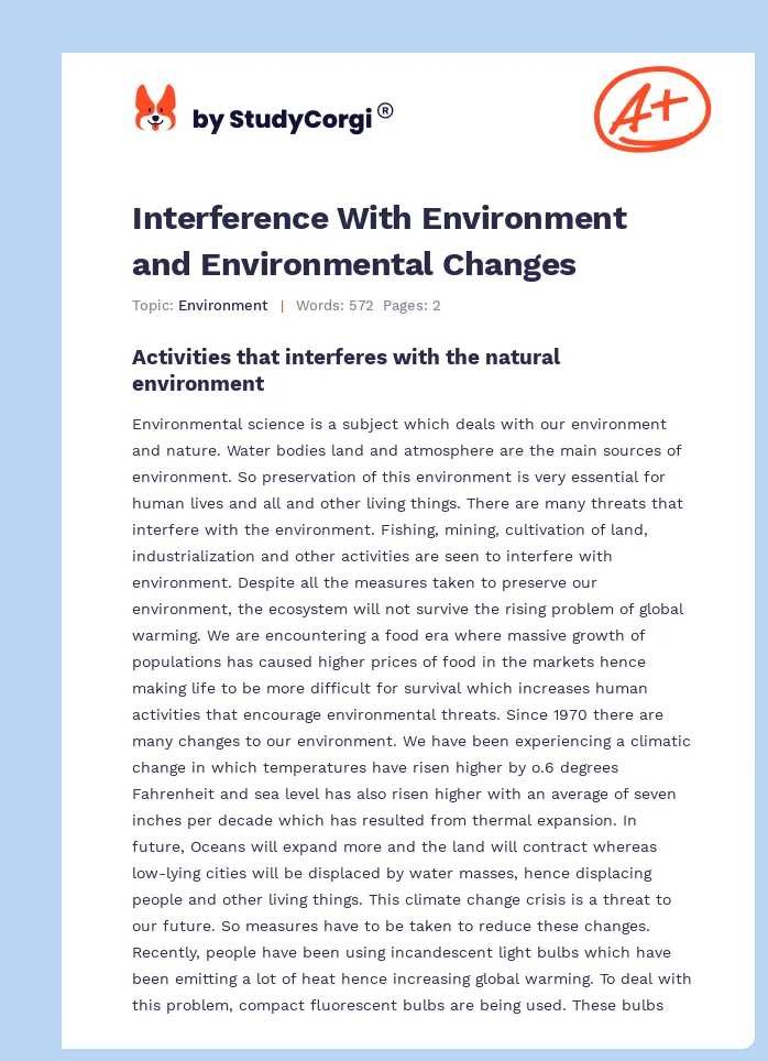 Interference With Environment and Environmental Changes. Page 1
