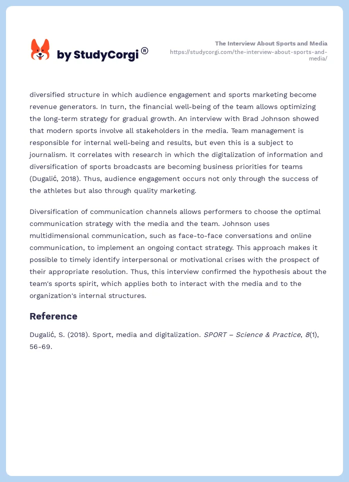 The Interview About Sports and Media. Page 2