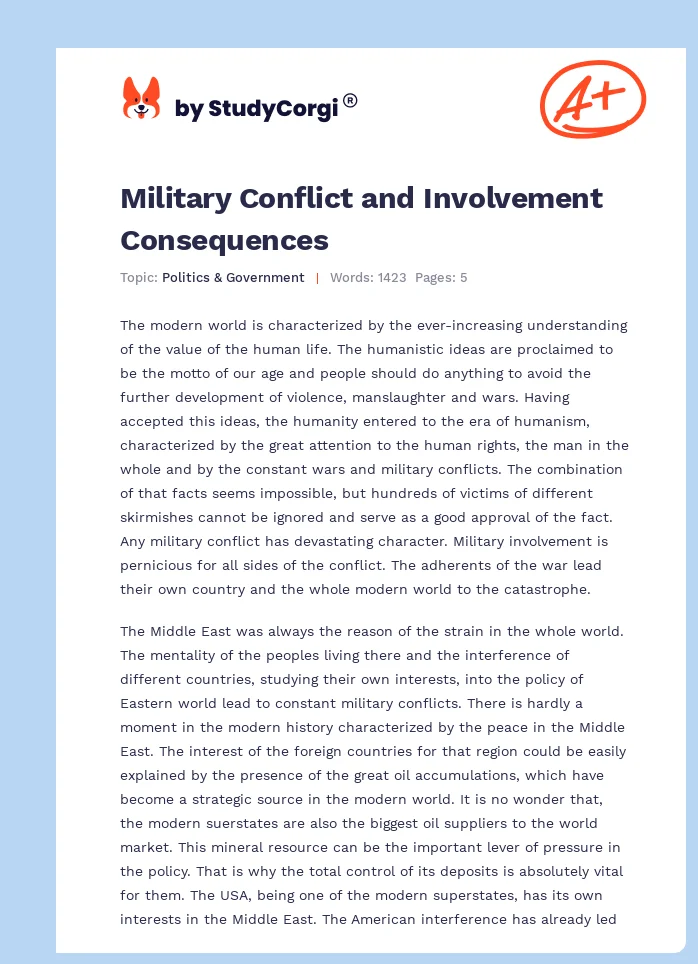 Military Conflict and Involvement Consequences. Page 1