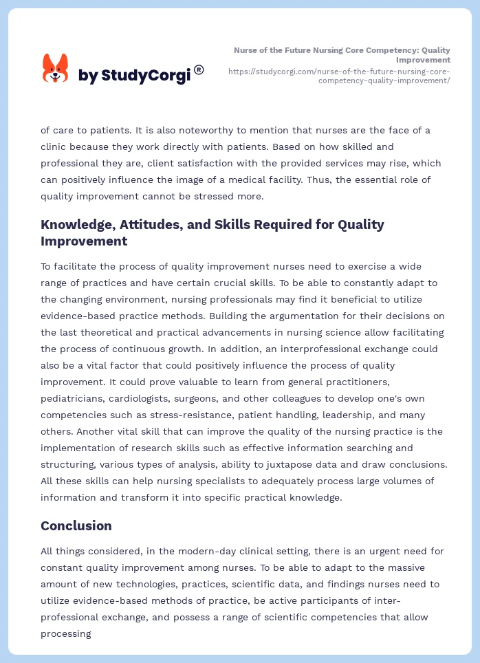 Nurse of the Future Nursing Core Competency: Quality Improvement. Page 2