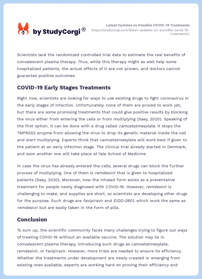 Latest Updates on Possible COVID-19 Treatments. Page 2