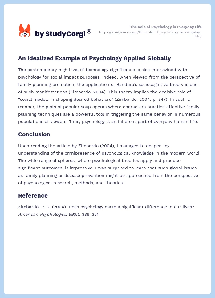 The Role of Psychology in Everyday Life. Page 2
