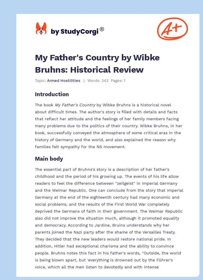 My Father's Country by Wibke Bruhns: Historical Review. Page 1