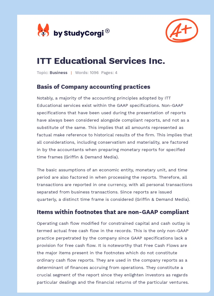 ITT Educational Services Inc.. Page 1