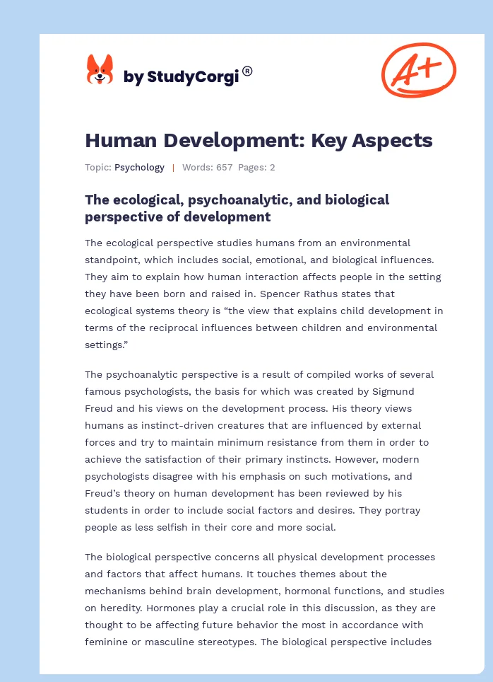 Human Development: Key Aspects. Page 1