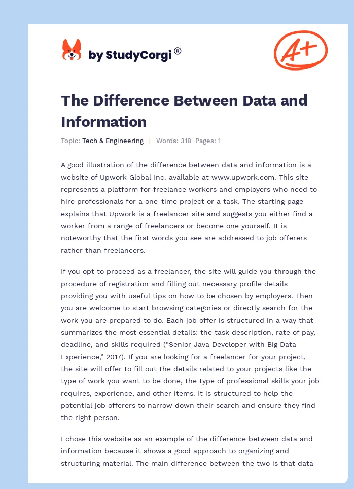 The Difference Between Data and Information. Page 1