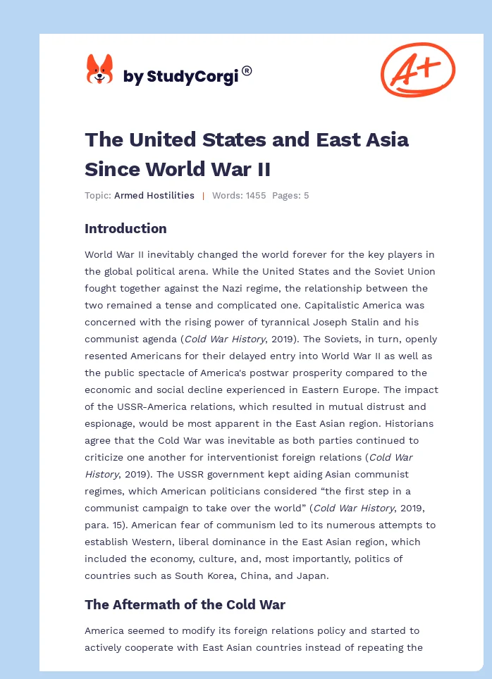 The United States and East Asia Since World War II. Page 1