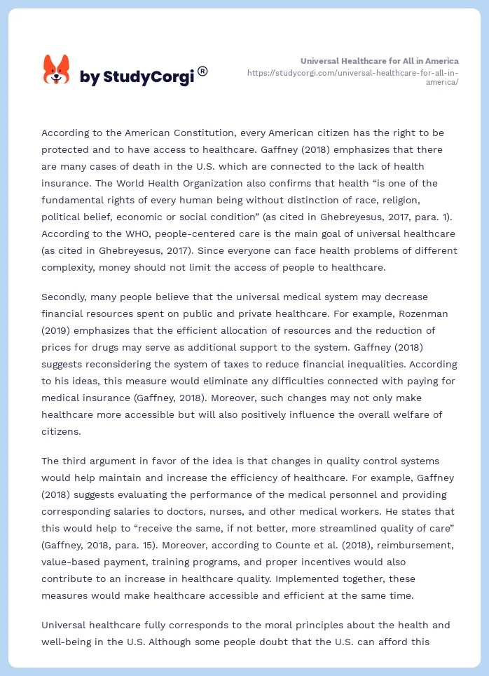 Universal Healthcare for All in America. Page 2