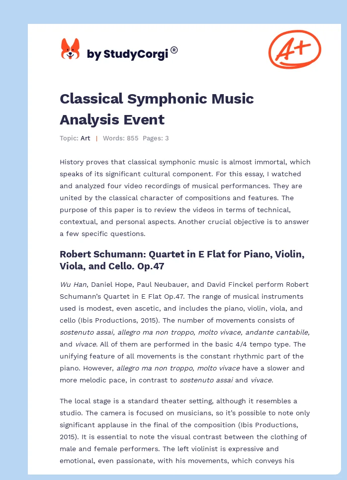 Classical Symphonic Music Analysis Event. Page 1