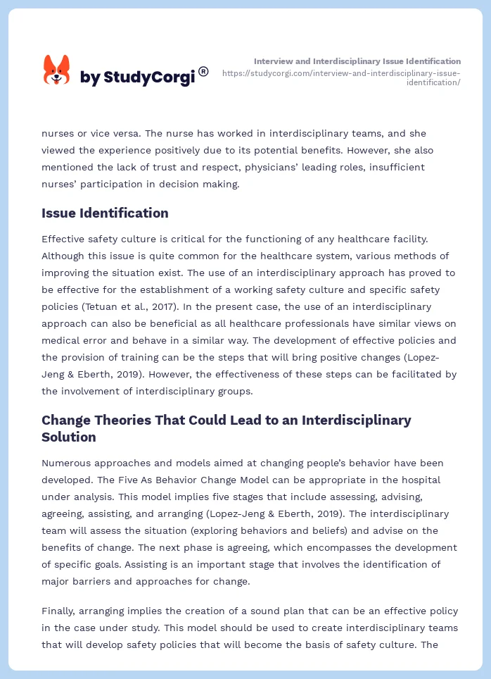Interview and Interdisciplinary Issue Identification. Page 2