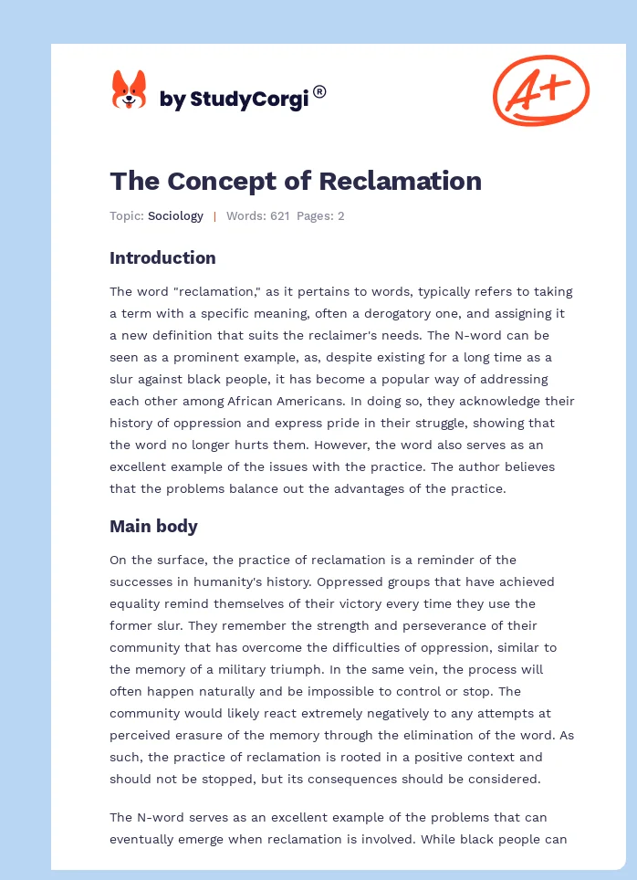 The Concept of Reclamation. Page 1