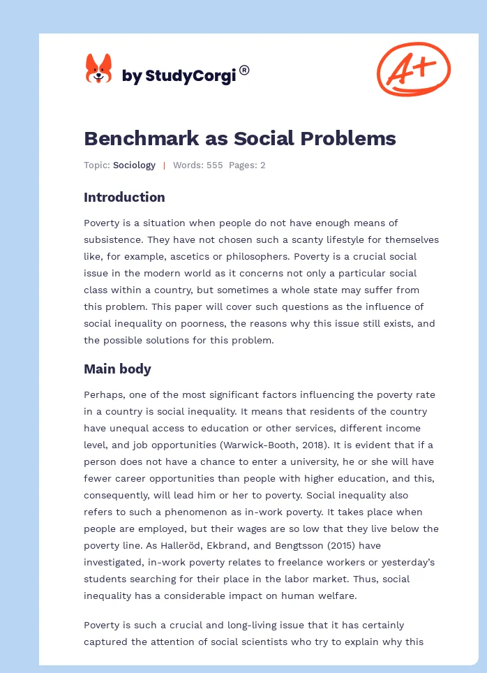 Benchmark as Social Problems. Page 1