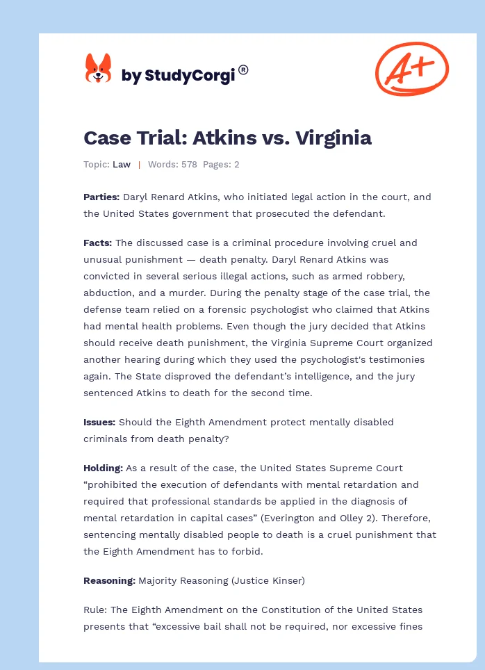 Case Trial: Atkins vs. Virginia. Page 1