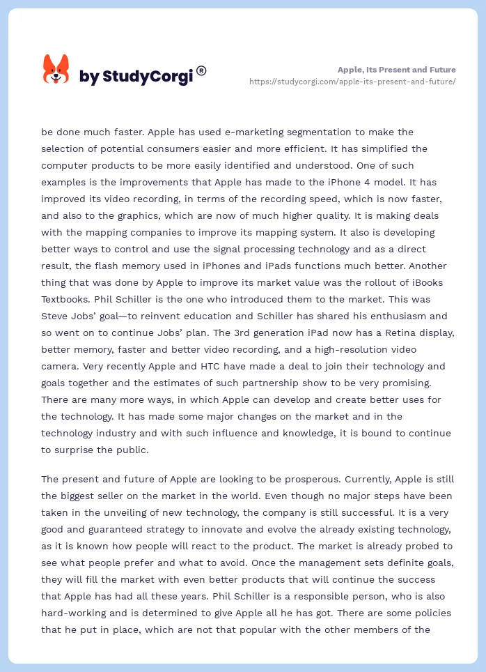 Apple, Its Present and Future. Page 2