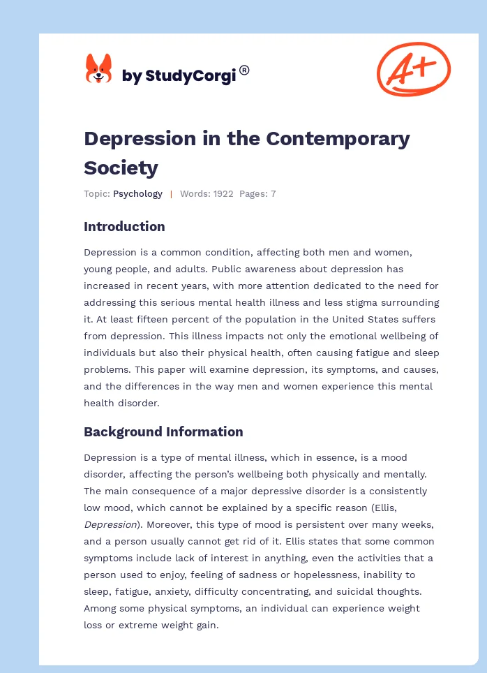 Depression in the Contemporary Society. Page 1