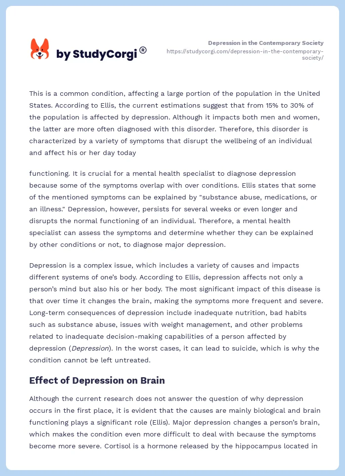 Depression in the Contemporary Society. Page 2