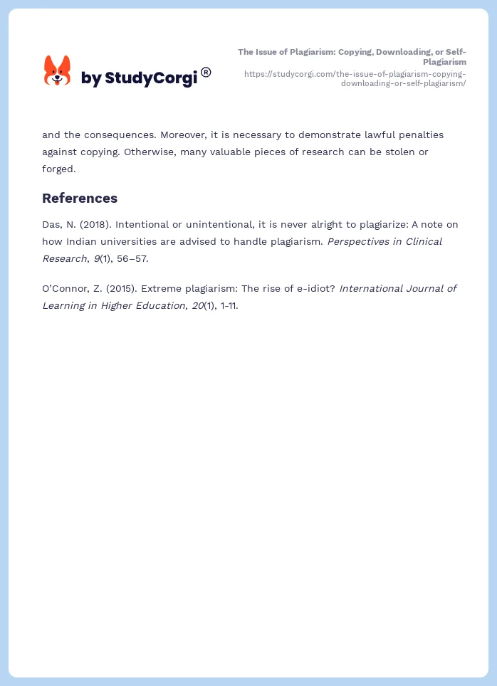 The Issue of Plagiarism: Copying, Downloading, or Self-Plagiarism. Page 2