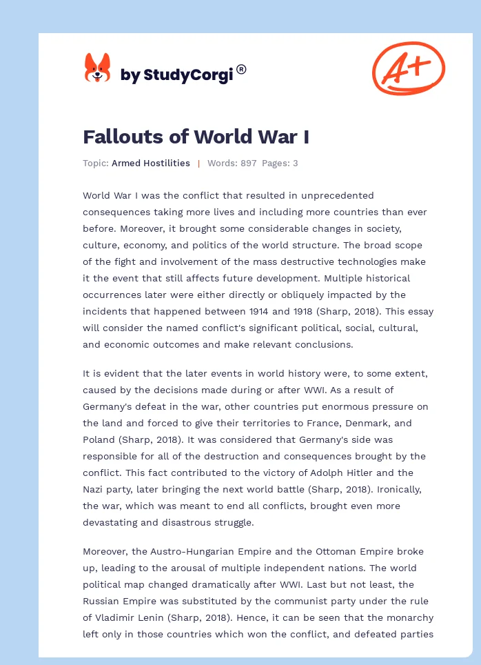 Fallouts of World War I. Page 1