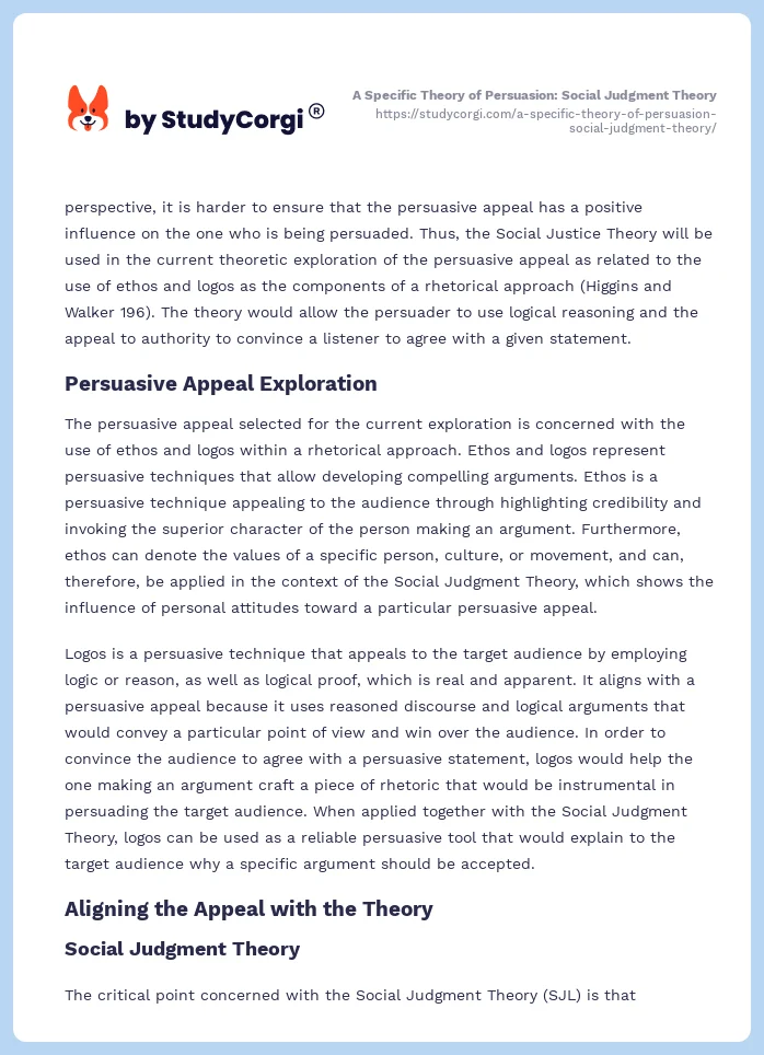 A Specific Theory of Persuasion: Social Judgment Theory. Page 2