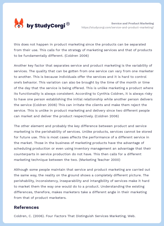 Service and Product Marketing. Page 2