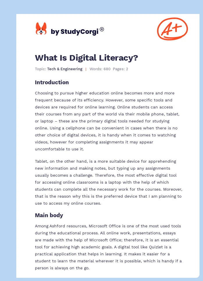 What Is Digital Literacy?. Page 1