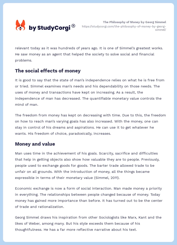 The Philosophy of Money by Georg Simmel. Page 2
