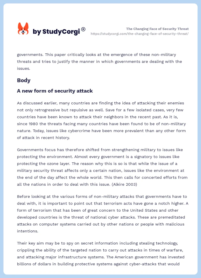 The Changing Face of Security Threat. Page 2